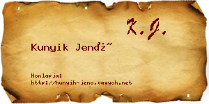 Kunyik Jenő névjegykártya